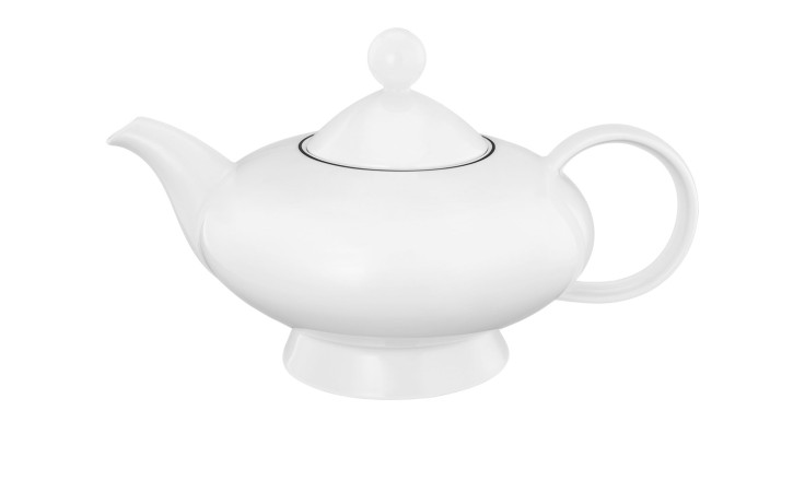 Teekanne Lido 1,25 l aus weißem Porzellan und schwarzem Akzent.