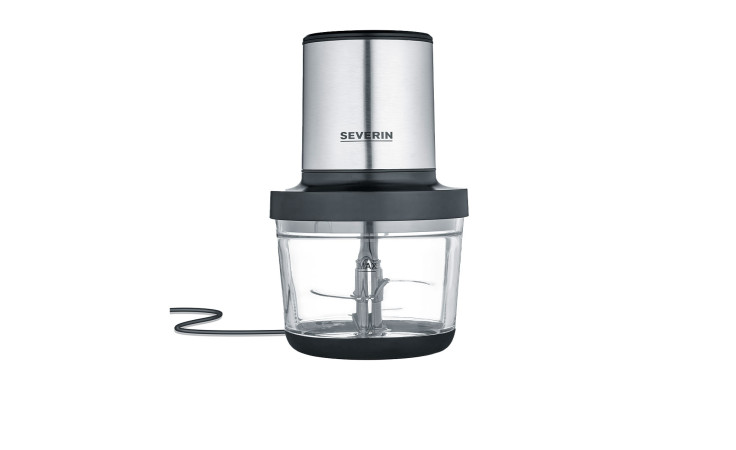 Highlights: Severin SEVERIN Universalzerkleinerer 1 l in Schwarz, Edelstahl gebürstet, mit Glasschüssel und Netzkabel.