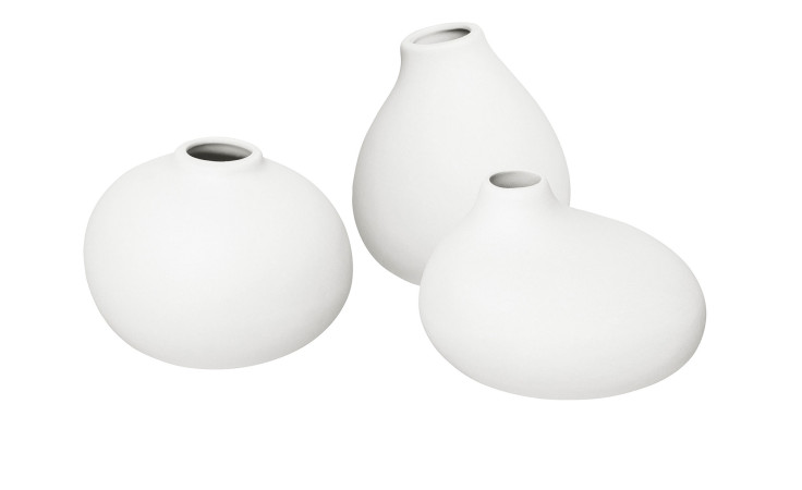 Vasen 3er-Set Nona aus Porzellan in weiß.