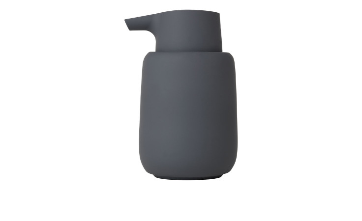 Seifenspender Sono 250 ml aus Silikon, Keramik und Kunststoff in grau.