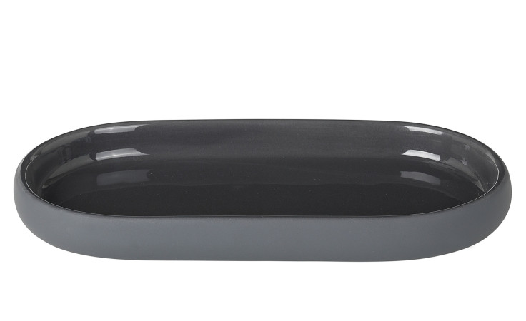 Tablett Sono 10 x 19 cm aus Silikon und Keramik in grau.