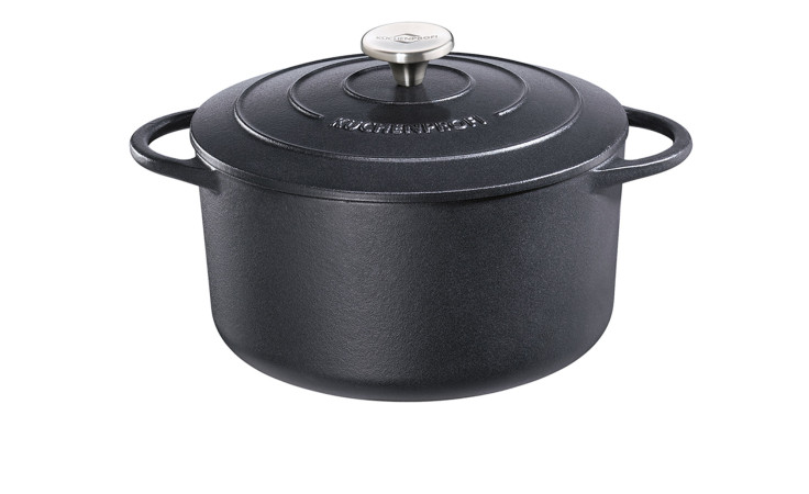 Bratentopf Provence 24 cm, rund und aus schwarzem Gusseisen