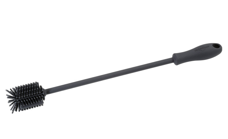 Die Küchenprofi Spülbürste Trend 31 cm hat einen langen Stiel, zylindrische Borsten und einen ergonomischen Griff.