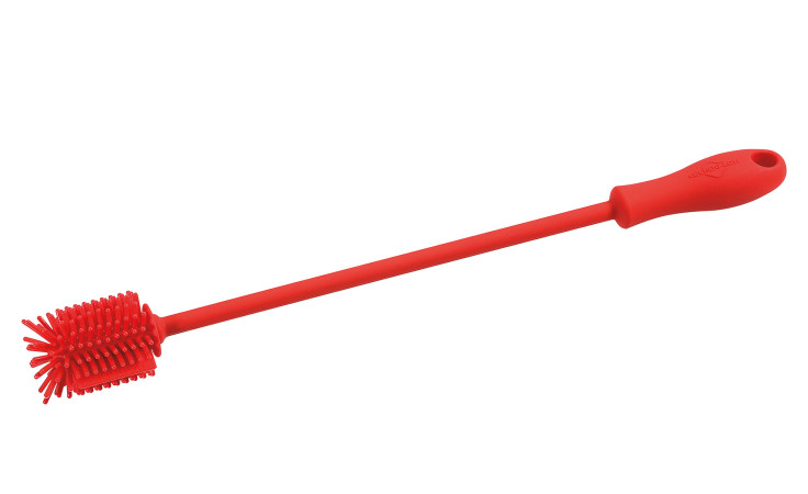Küchenprofi Spülbürste Trend 31 cm, rote Silikon-Flaschenbürste mit strukturierten Borsten und ergonomischem Griff.