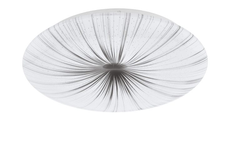LED-Deckenleuchte Nieves 41 cm in weiß mit grauen Linien und gepunkteten Mustern, die an eine stilisierte Blume erinnern.