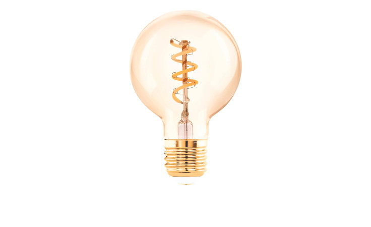 Die LED-Leuchtmittel 110192 E27 haben einen spiralförmigen Glühfaden im Vintage-Stil, der isoliert auf einem weißen Hintergrund dargestellt ist.