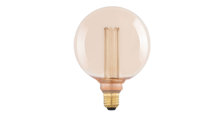 Das LED-Leuchtmittel 113011 E27 ist eine runde, klare Glühbirne mit sichtbarem Glühfaden & goldenem Schraubsockel, Leuchtmittel inklusive.