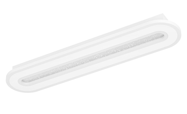 Moderne weiße ovale LED-Deckenleuchte Macchioni 55 cm aus Kunststoff, Leuchtmittel inklusive, strukturierte Innensektion.