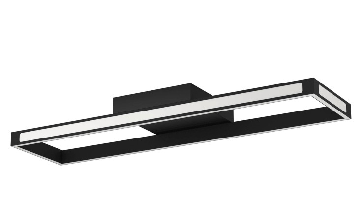 Minimalistische rechteckige LED-Deckenleuchte Salvilanas-Z 77 cm, offene Mitte, teilmontiert, Metall, Schwarz-Weiß.