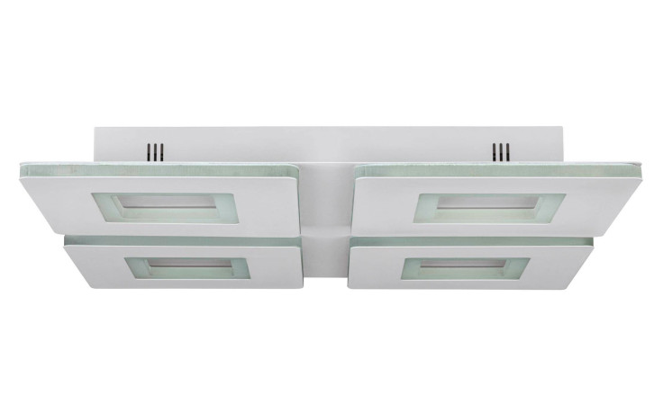 LED-Deckenleuchte Padrogiano-Z 45 cm mit 4 satinierten Glasscheiben, weißem Stahlrahmen & inkl. Leuchtmittel.