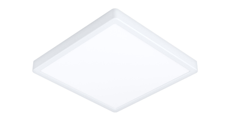 LED-Deckenleuchte Fueva 5 28,5 cm mit Metallrahmen, Leuchtmittel inklusive, von unten vor weißem Hintergrund.