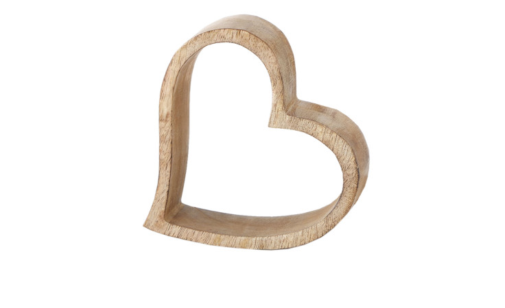 Das Boltze Deko-Herz Flachau 19 cm ist ein holzfarbenes Holzherz, ideal für charmante aufrechte Dekorationen.