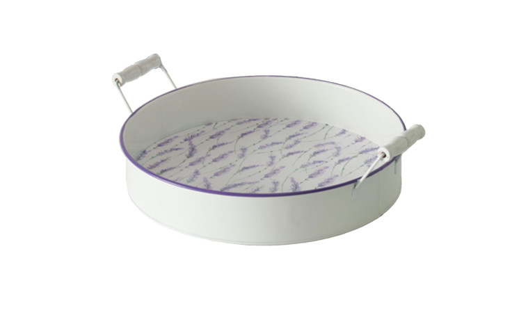 Tablett Lavanda 44 cm in rund mit Griffen