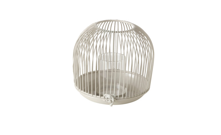 Windlicht Justine 18 cm in beige aus Eisen