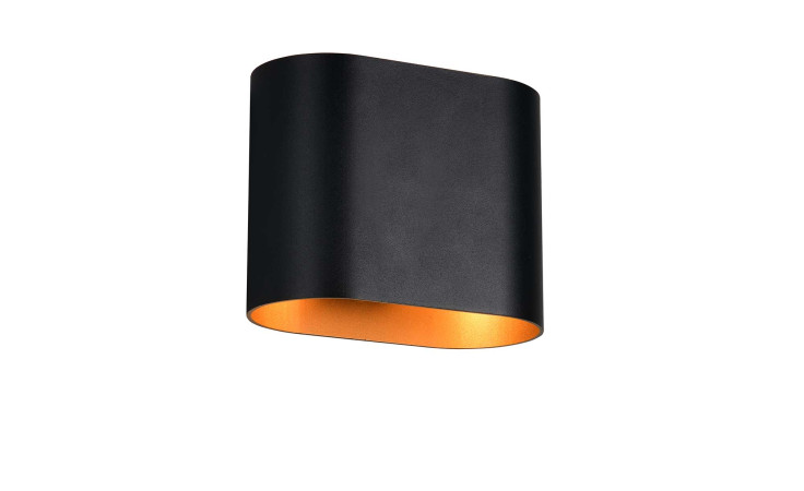 Die Trio Wandleuchte Alani 15 cm ist eine moderne schwarze Wandleuchte mit goldener Innenseite, perfekt für eine stilvolle Einrichtung.