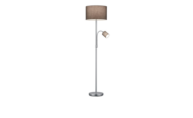 Trio Stehleuchte Hotel 40 cm aus nickelfarbenem Metall, beiger Schirm, verstellbares Leselicht.