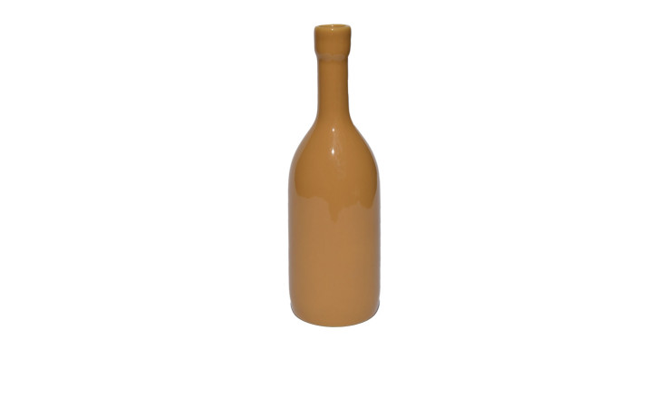 Vase 19 cm Senf mit schmalem Hals und abgerundetem Körper, dargestellt auf weißem Hintergrund.