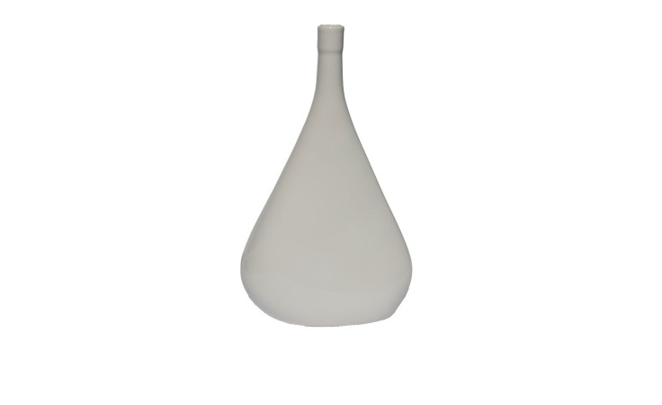 Minimalistische Vase 21 cm Weiß mit schmalem Hals, ideal als Dekoration auf weißem Hintergrund.