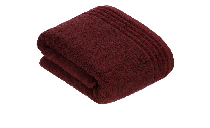 Ein gefaltetes, terrafarbenes Vossen Badetuch Vienna Style Supersoft 80x160cm, strukturiert, auf weißem Grund.