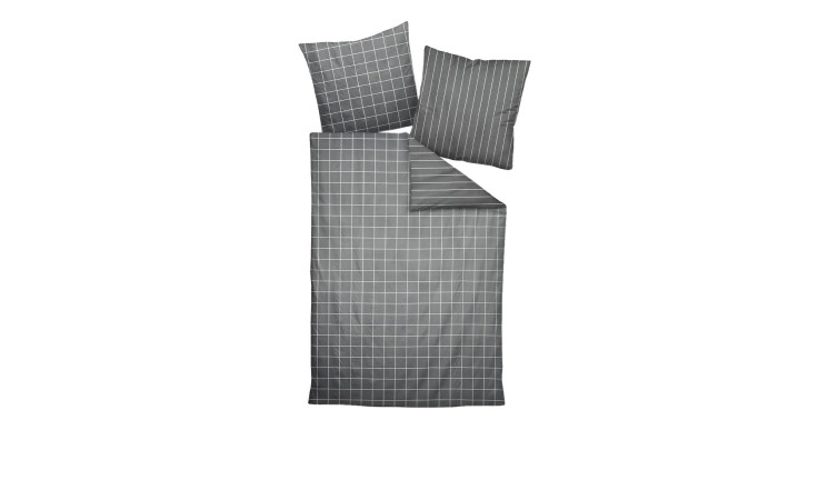 Mako-Satin Bettwäsche Modernclassic in der Größe 135 x 200 cm und in der Farbe grau, kariert