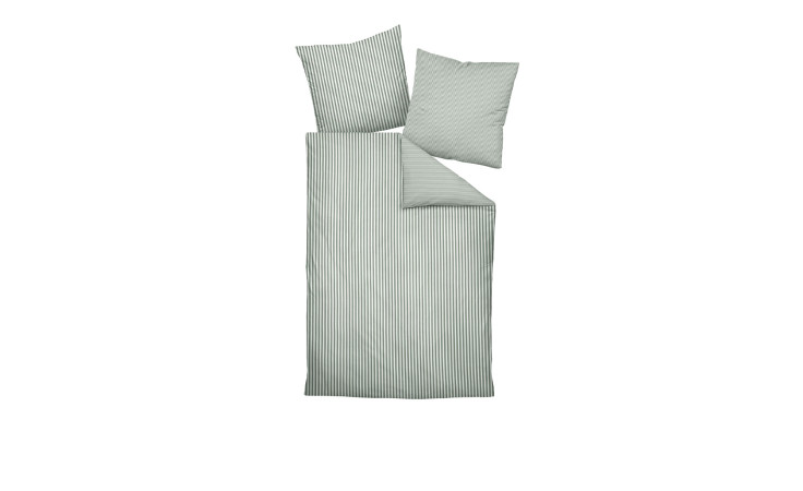 Salbeigrün Flanell-Bettwäsche 135x200 cm Set mit Kissen und Decke, auf weißem Hintergrund präsentiert.