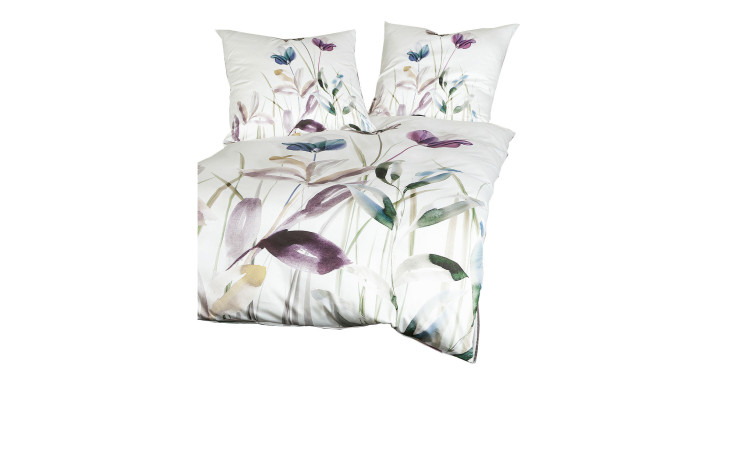 Satin-Bettwäsche 135 x 200 cm Mauve Blau, Set mit zwei Kissenbezügen und einem Deckenbezug.