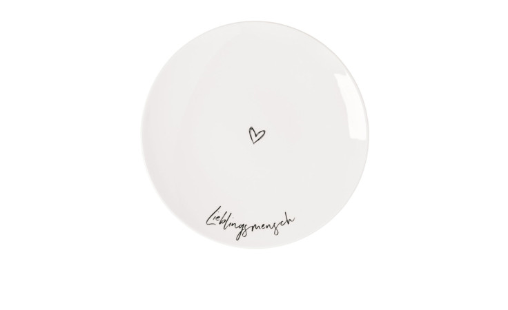 Frühstücksteller Lieblingsmensch 21 cm in weiß mit schwarzer Schrift