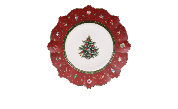 Frühstücksteller Toy's Delight 24 cm mehrfarbig mit Tannenbaum in der Mitte.