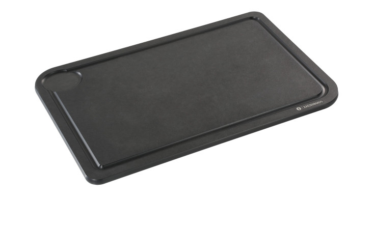 Das Tranchierbrett Comfort Plus 42 cm ist ein rechteckiges Brett mit einer Rille und einer runden Eckeinkerbung.