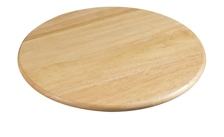 Die Drehplatte 35 cm ist ein rundes Schneidebrett aus hellem Holz mit einem Durchmesser von 35 cm, abgebildet auf weißem Hintergrund.