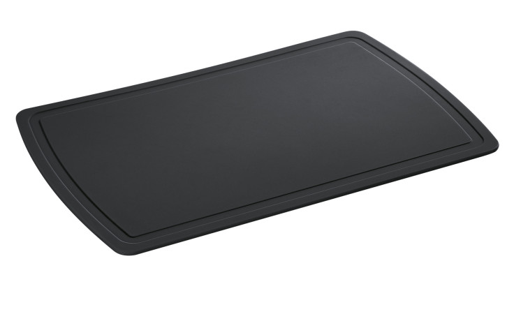 Schneidematte Premium Line 25 x 38 cm in Schwarz mit Rille, präsentiert auf weißem Hintergrund.