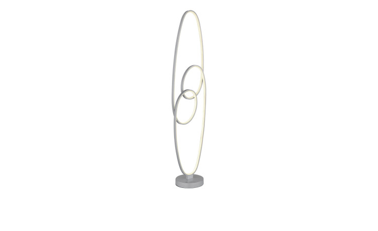 Globo LED-Stehleuchte Spira, 122 cm, silberfarbenes Aluminium mit 2 LED-Ringen, Leuchtmittel inklusive.
