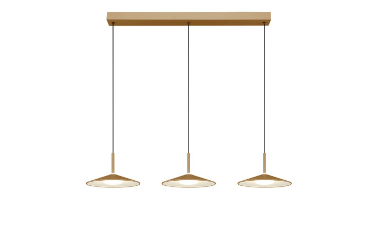 LED-Hängeleuchte Lampone 180 cm von Globo mit drei goldenen Metall-Lampen; Leuchtmittel inklusive.