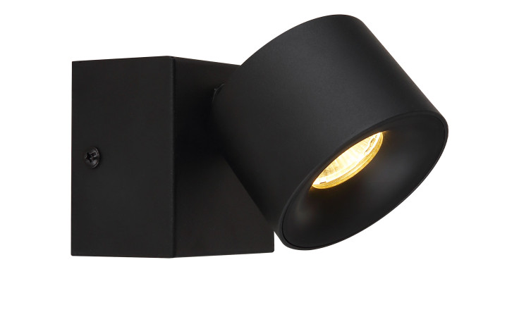 Globo LED-Strahler Rae 9,5 cm: Schwarzer Aluminium-Wandstrahler mit verstellbarem Kopf, inklusive Leuchtmittel.