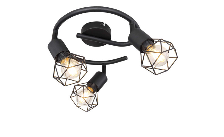 Strahler Xara I aus Metall in schwarz mit drei Spots.