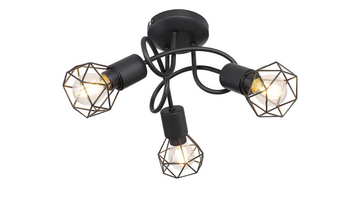 Deckenleuchte Xara I aus Metall in schwarz mit drei Spots.