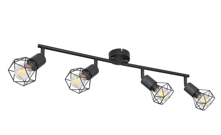 Strahler Xara I aus Metall in schwarz mit vier Spots.