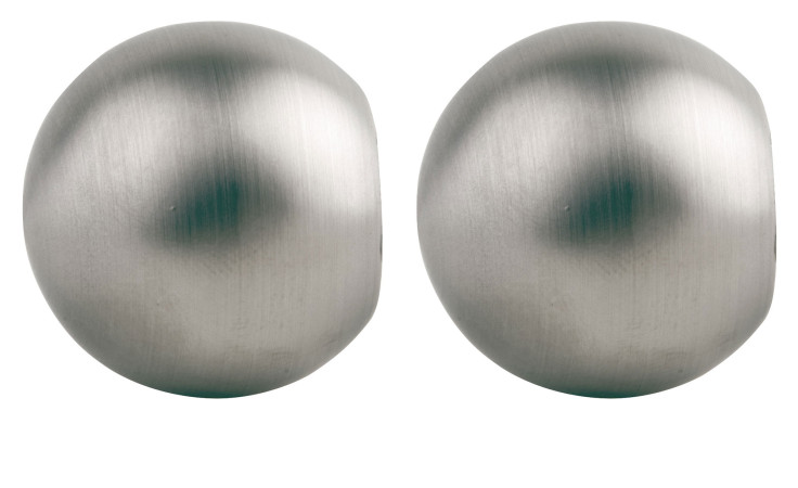 Zwei Endstück Ball 2er-Set 20 mm Silberfarben Metall Kugeln nebeneinander auf einem weißen Hintergrund.