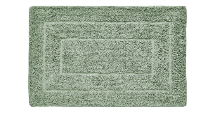 Hellgrüne andiamo Badematte Havanna 50x80 cm in Mischgewebe mit strukturiertem Rand, abgebildet auf weißem Hintergrund.
