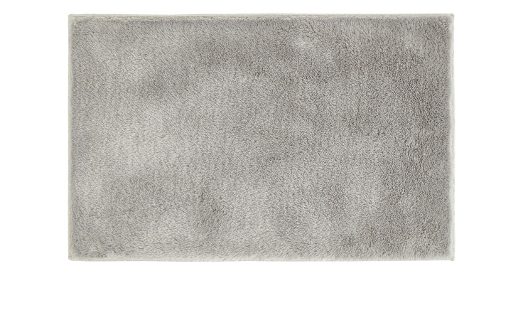 Rechteckige andiamo Badematte Florida, 60 cm, grau, Synthetikfaser, flauschig, vor weißem Hintergrund fotografiert.
