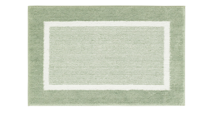 Andiamo Badematte Maui 50x80cm: quadratische grüne Matte, Synthetikfaser, weißer Rand, dezente Strukturlinien in der Mitte.