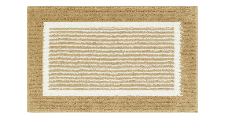 Andiamo Badematte Maui, 50 x 80 cm, taupe mit weißem Rand und dezenten Streifen; aus Kunstfaser.