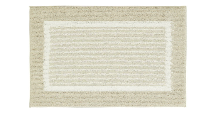 Andiamo Badematte Maui, 40 x 60 cm, beige mit hellem Rand, Synthetikfaser, von oben gesehen auf weißem Grund.