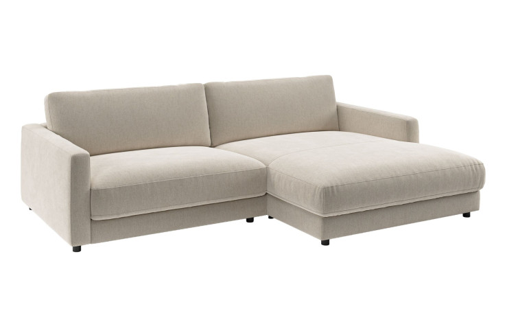 LASCONDO Basis-Wohnlandschaft Hagerstown 2.0: beige, schlanke Armlehnen, Chaiselongue rechts, 2 Sitzhöhen, modern.