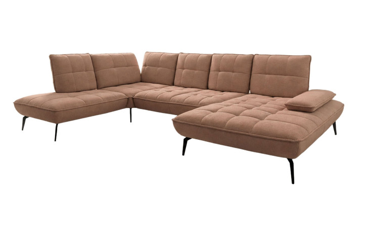 U-förmige vito Ticona Plus-Wohnlandschaft mit gepolsterter Sitzfläche und Rückenlehne auf schlanken schwarzen Metallbeinen.