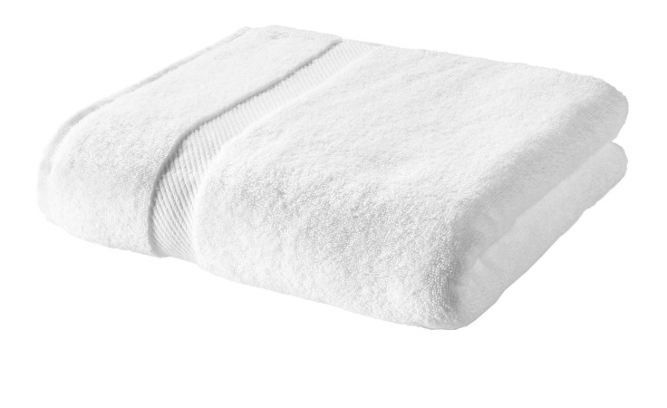 Ein sauber gefaltetes Casa Nova Duschtuch 70 x 140 cm mit Strukturstreifen, aus hochwertigem Textil, auf weißem Hintergrund.