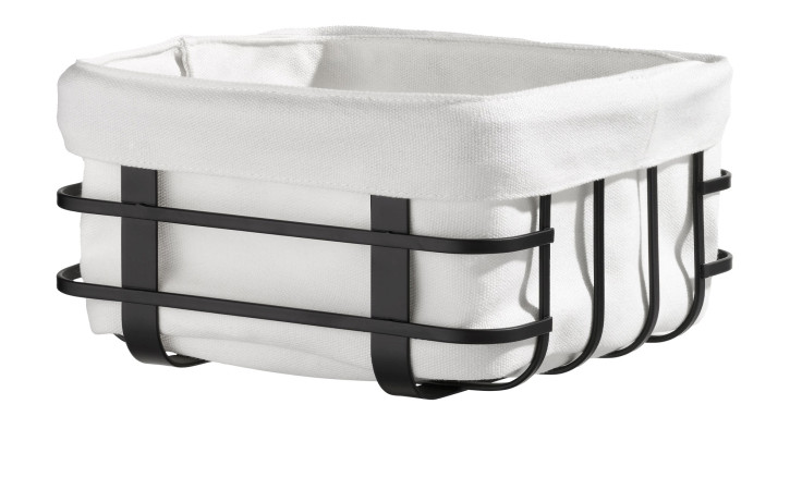 Casa Nova Brotkorb 19,5 x 10,5 cm: weißer Textilkorb mit schwarzem Metallrahmen - ideal zur Aufbewahrung oder Organisation.