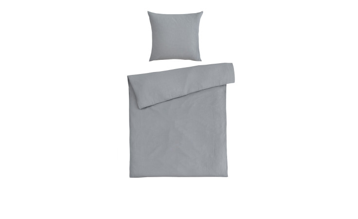 Musselin Bettwäsche 135 x 200 cm in silber.