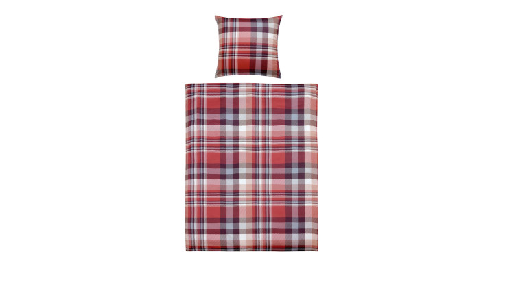 Rot-weiß karierte Satin-Bettwäsche 135 x 200 cm Set mit Kissenbezug und Bettdeckenbezug in weicher Naturfaser.