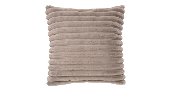 Kissen geriffelt 50 x 50 cm, taupe, aus Polyester-Fell, rechteckig, auf weißem Hintergrund abgebildet.